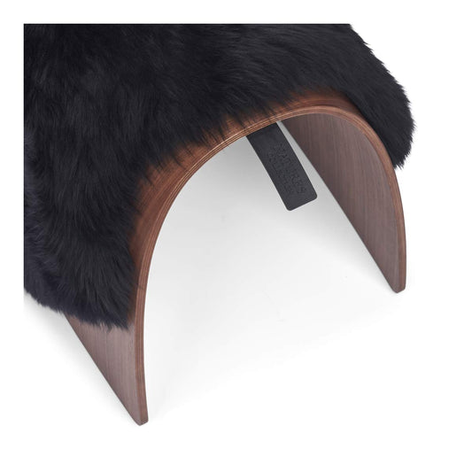 Sheep Stool Cover Long Wool Black Medium