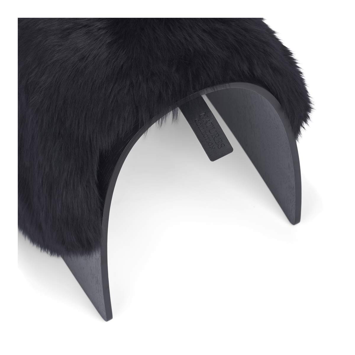 Sheep Stool Cover Long Wool Black Medium
