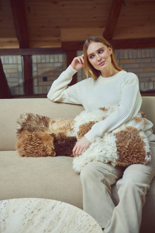 Tigrado Lamb Cushion Doublesided Square Brown/Beige Mix Large