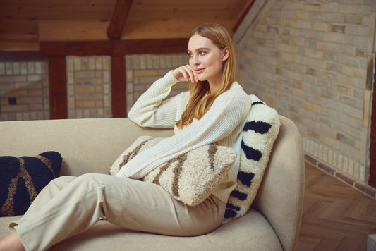 Zebra Cushion Doublesided Taupe/Pearl Small