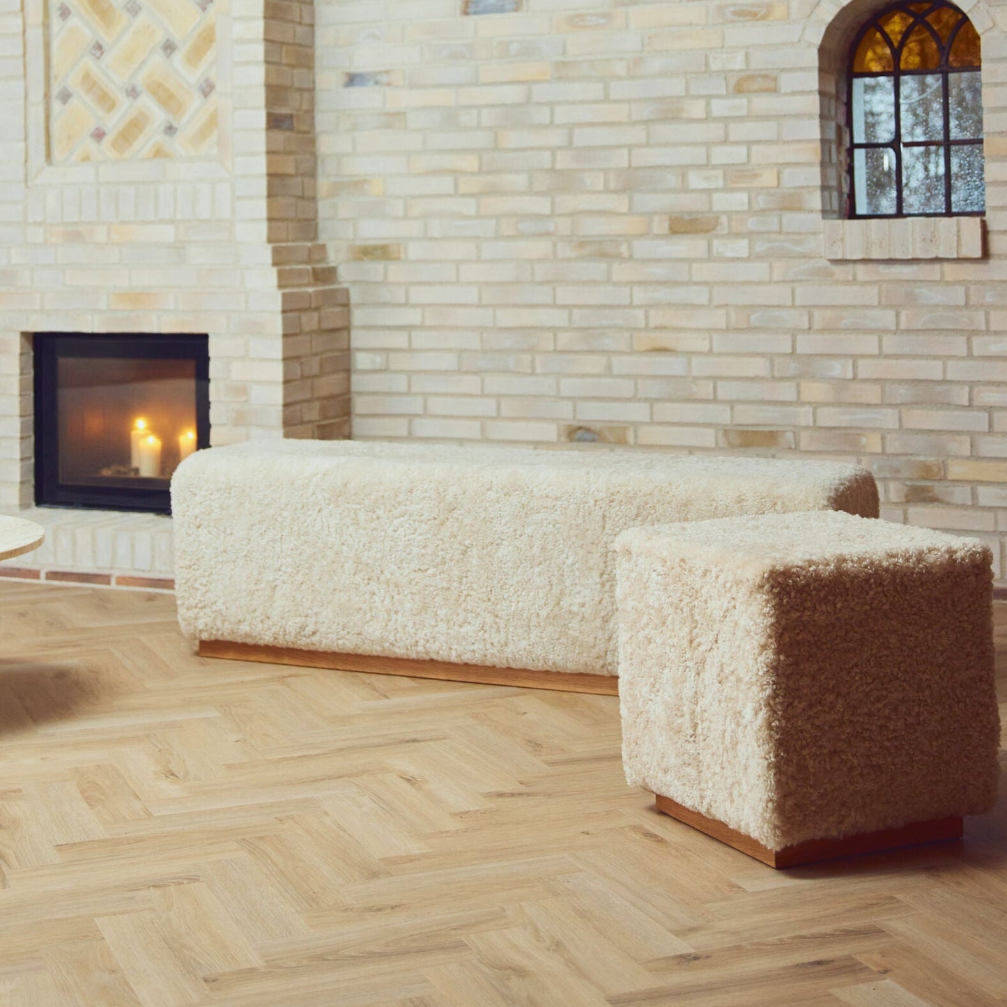 Benjamin Cube Stool/Pouf Pearl & Oak