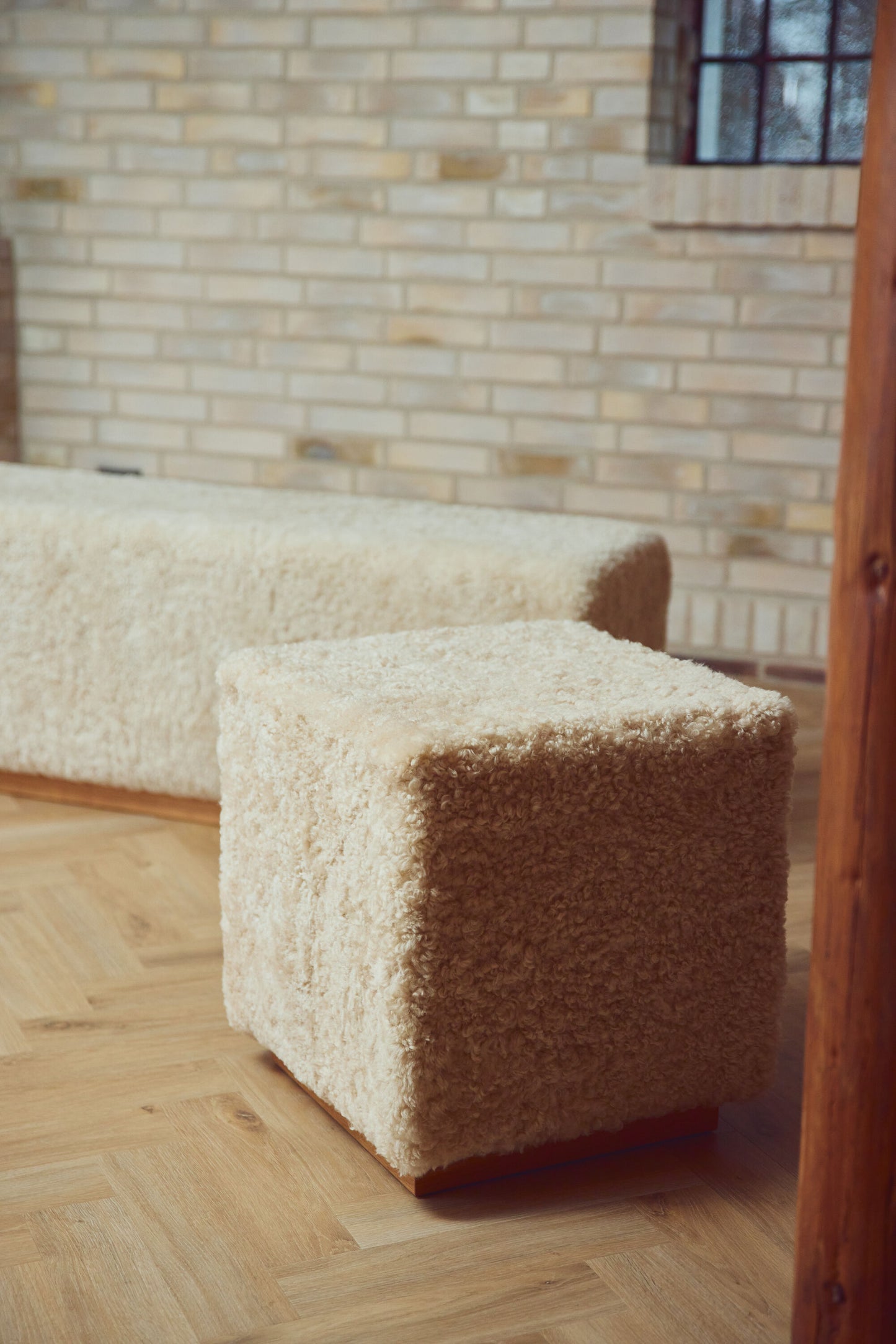 Benjamin Cube Stool/Pouf Pearl & Oak