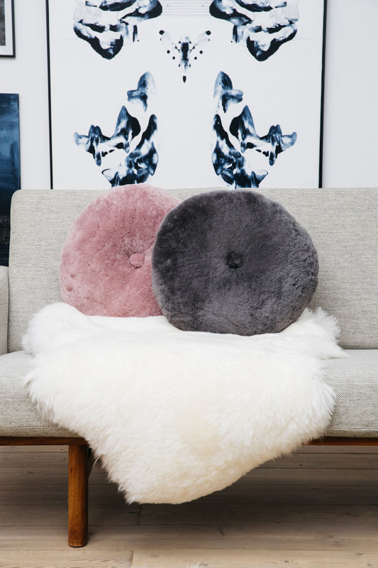 Round Moccasin Cushion Doublesided Dark Grey