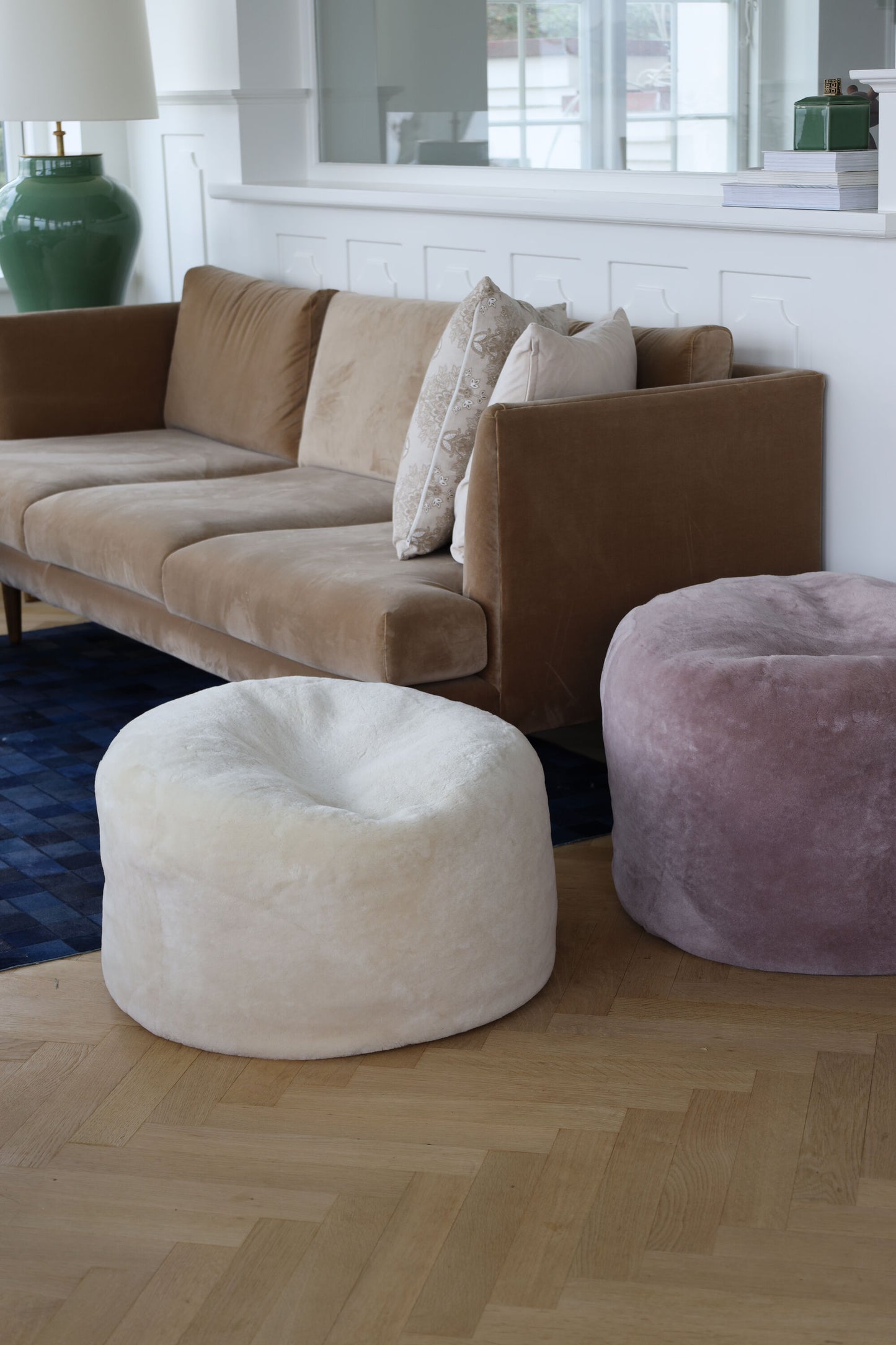 Round Moccasin Pouf Dusky Pink