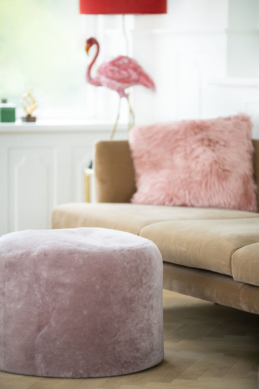 Round Moccasin Pouf Dusky Pink