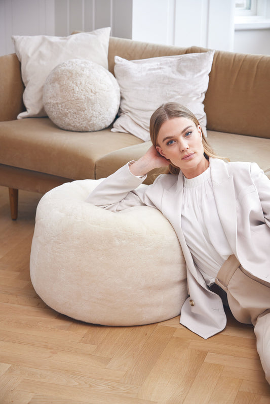 Round Moccasin Pouf Natural