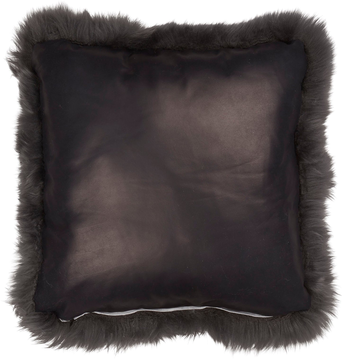 Sheepskin Cushion LW Leather Back Square Steel Large