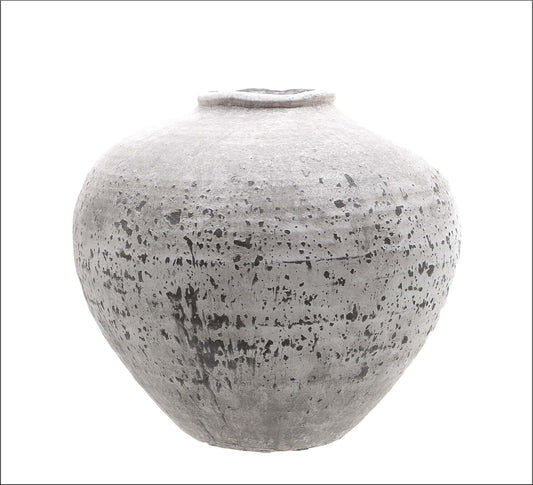 Aurelia Aged Stone Ceramic Vase Large - - Hill Interiors -