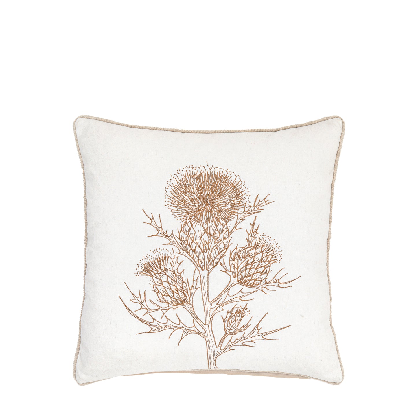 Thistle Cushion Natural Embroidered