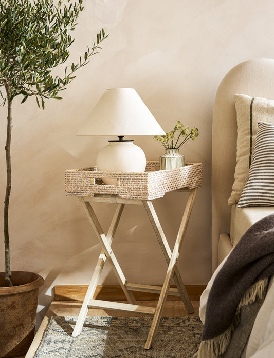 Wittering Rattan Tray Table with Stand Rectangle - Coffee & Side Tables - Garden Trading -