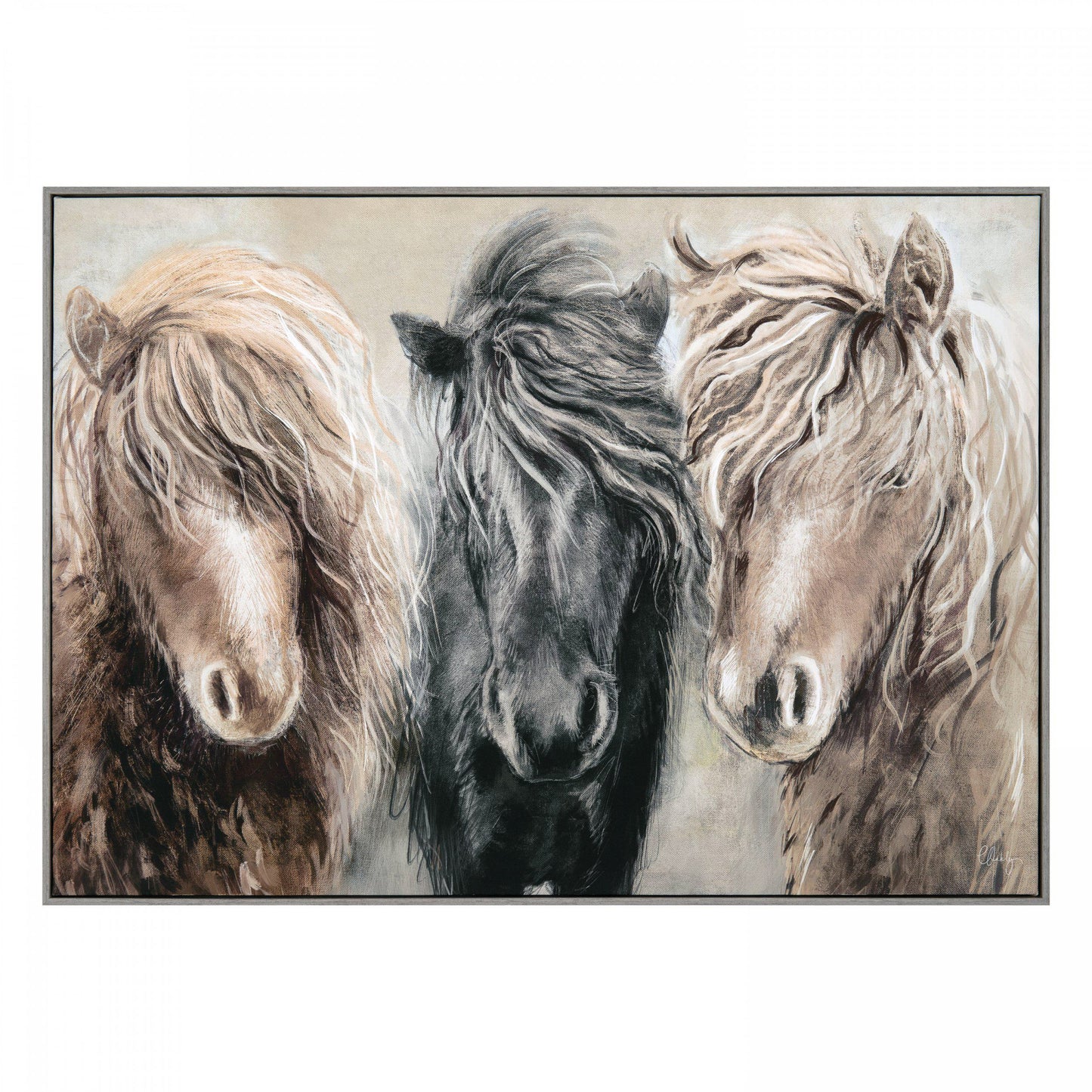 Marsh Ponies Small Framed Canvas