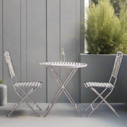 Diles Bistro Set Distressed White - BISTRO - Gallery Direct -