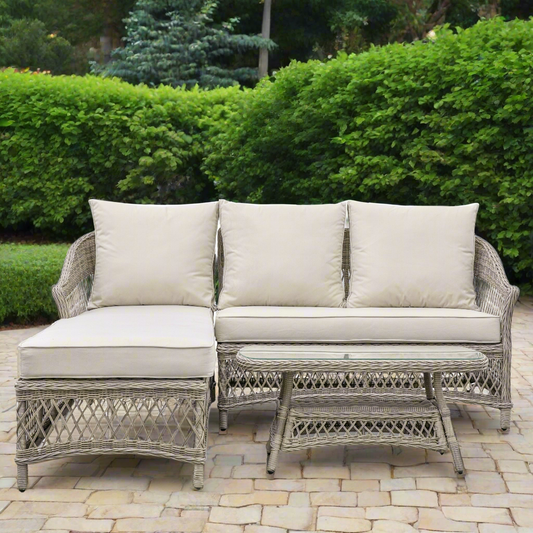 Penuel Chaise Set Stone - LOUNGESET - Gallery Direct -