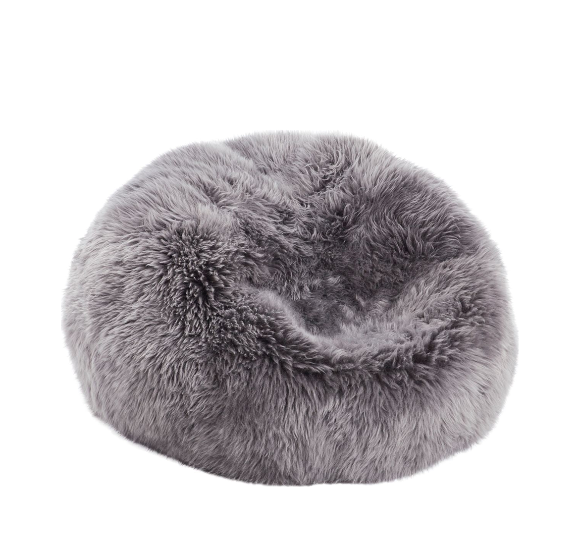 Round Sheepskin Bean Bag Long Wool Light Grey Large