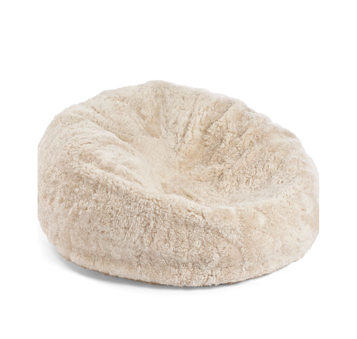 Round Sheepskin Bean Bag Short Wool Pearl Large