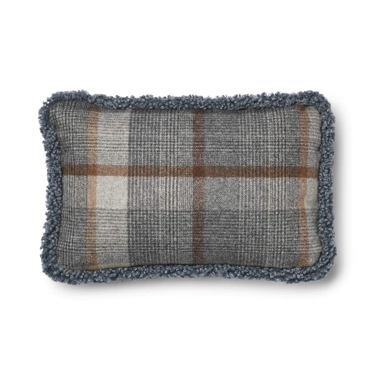 Wool Cushion Short Trim Doublesided Glencheck Grey/Light Grey Medium