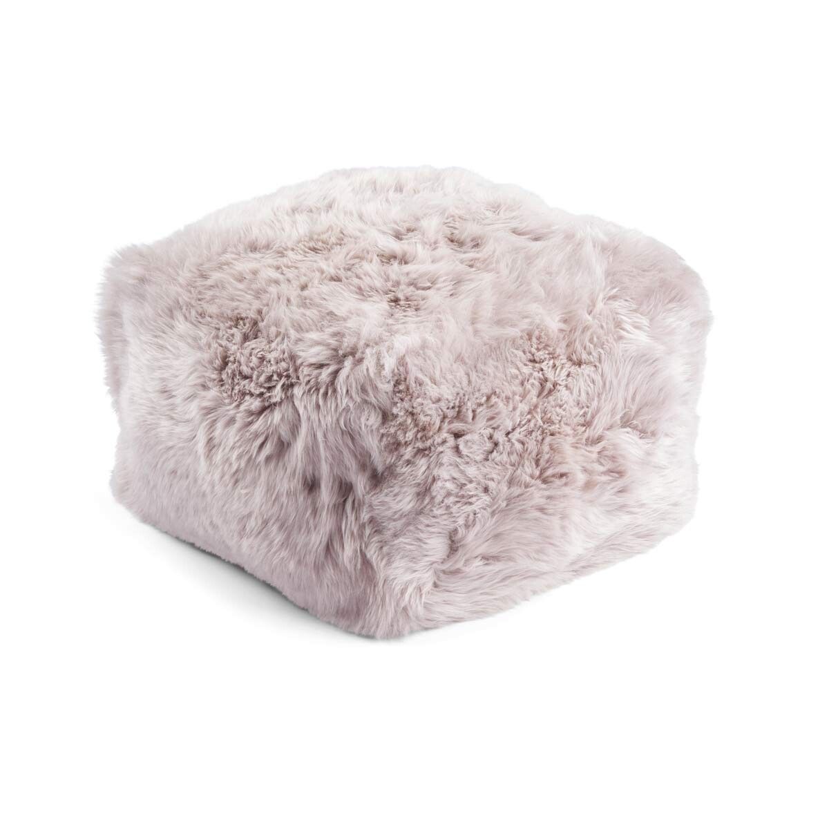 Long Wool Sheepskin Pouf Square Dove