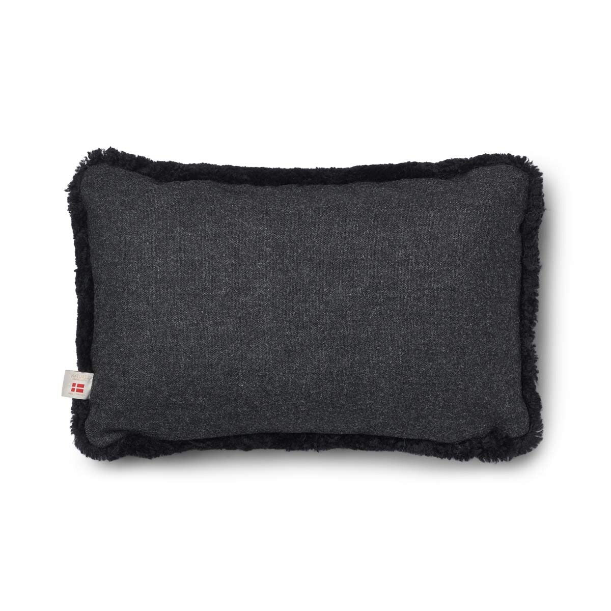 Sheepskin Short Trim Cushion Charcoal/Black Medium