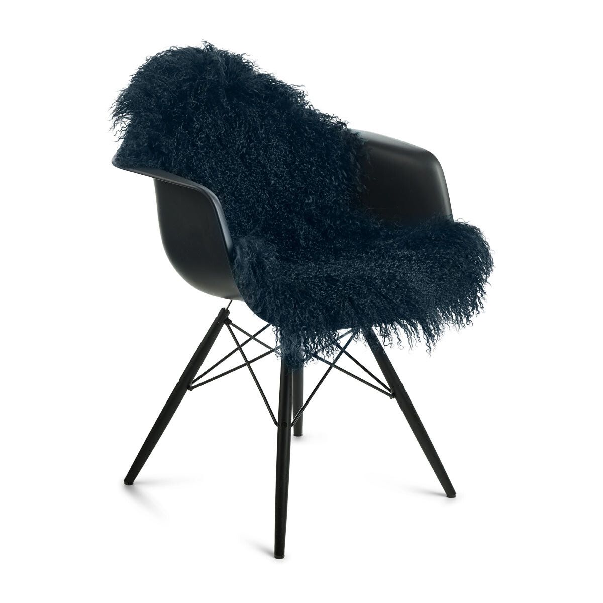 Curly Sheepskin Rug/Throw Navy Small