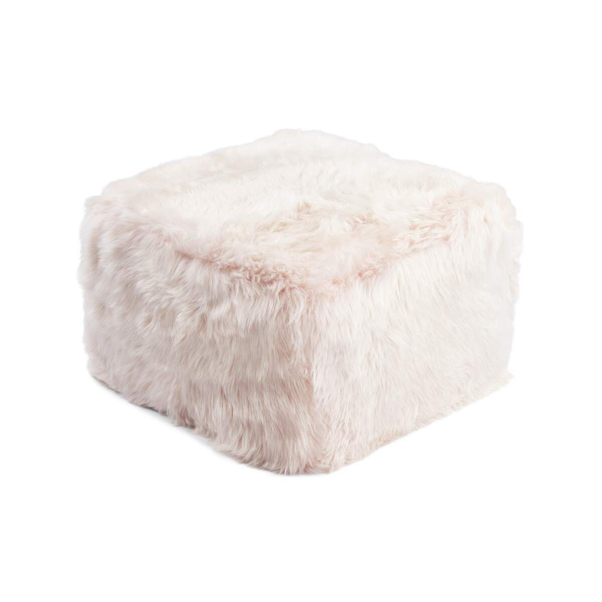 Long Wool Sheepskin Pouf Square Candy