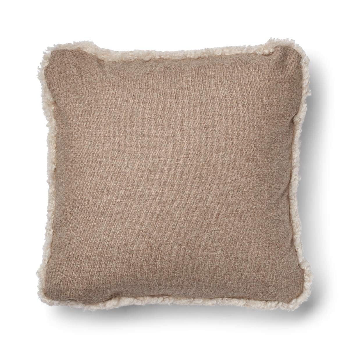 Sheepskin Short Trim Cushion Beige/Pearl Large