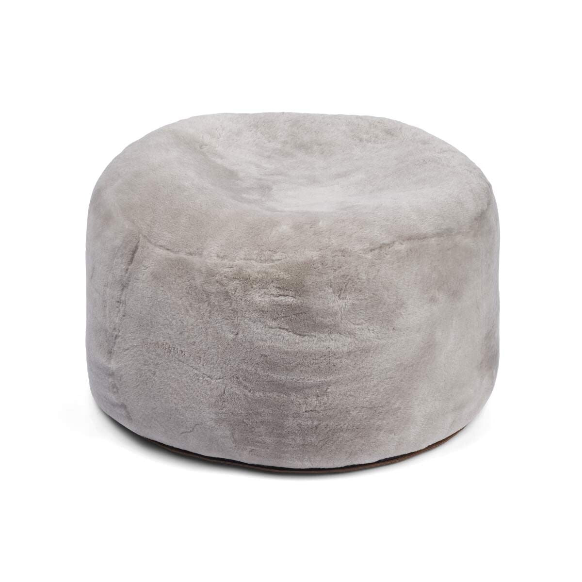 Round Moccasin Pouf Silver Grey