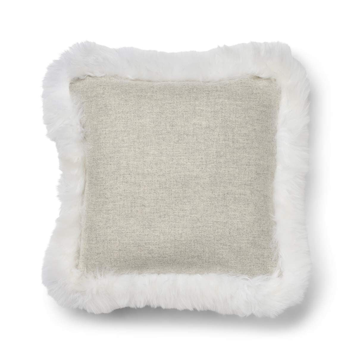 Wool Cushion Long Trim Silver/Ivory Large