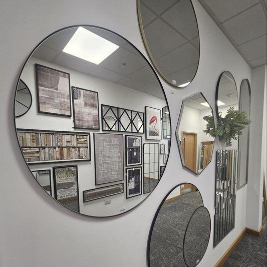 Copley Round Mirror Black - MIRRORS - Gallery Direct -