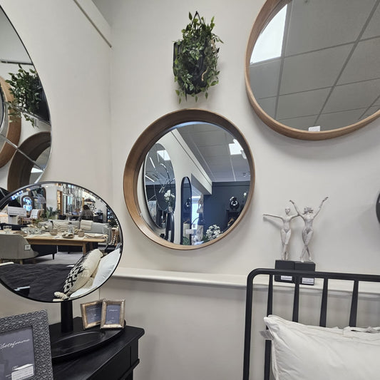 Dune Round Mirror Walnut Small