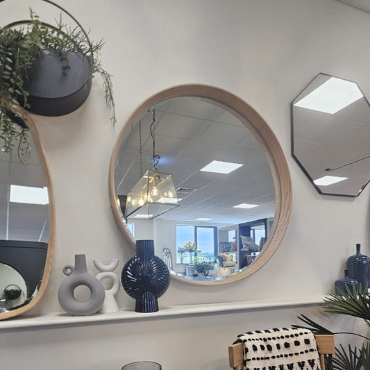 Dune Round Mirror Oak Large