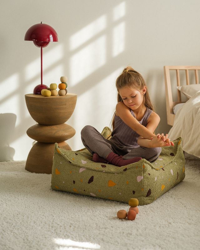 Wigiwama Terrazzo Square Ottoman - Green