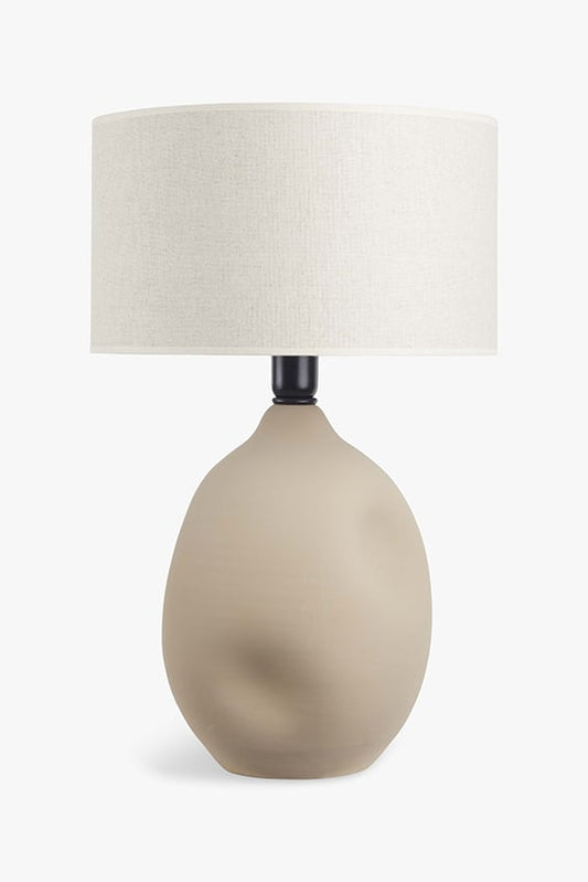 Exclusive table lamp Liz made of earthenware with linen shade