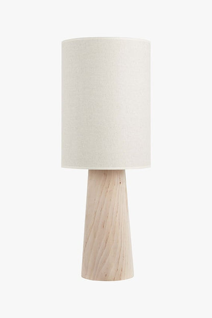 Exclusive table lamp Fay with wooden base and linen shade