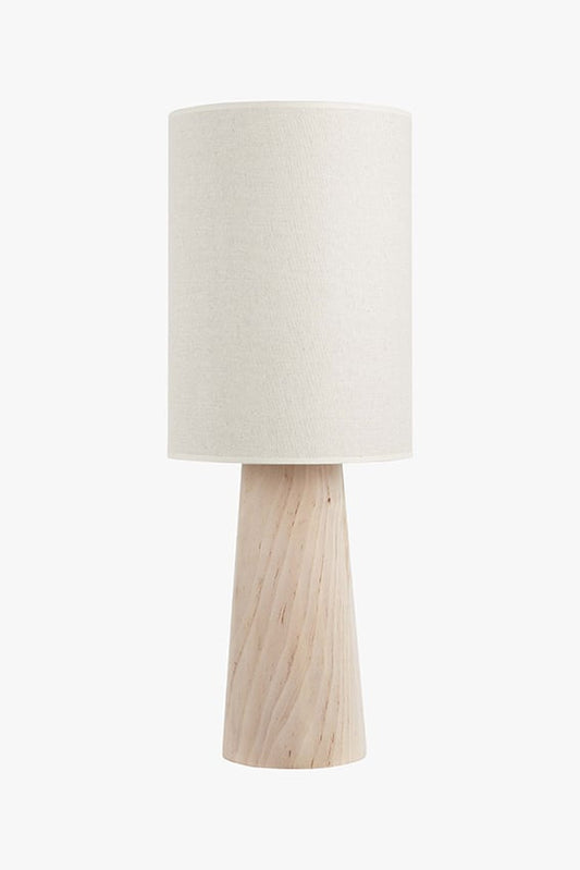 Exclusive table lamp Fay with wooden base and linen shade