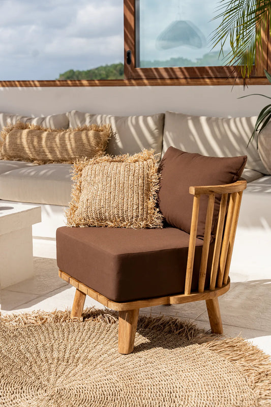 The Raffia Fringed Rug - Natural - 150 cm