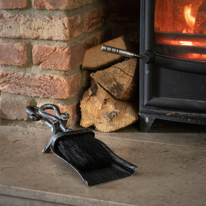 Silver Brushed Steel Crook Top Hearth Tidy Set -  - Hill Interiors -