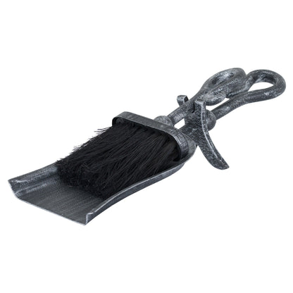 Silver Brushed Steel Crook Top Hearth Tidy Set -  - Hill Interiors -