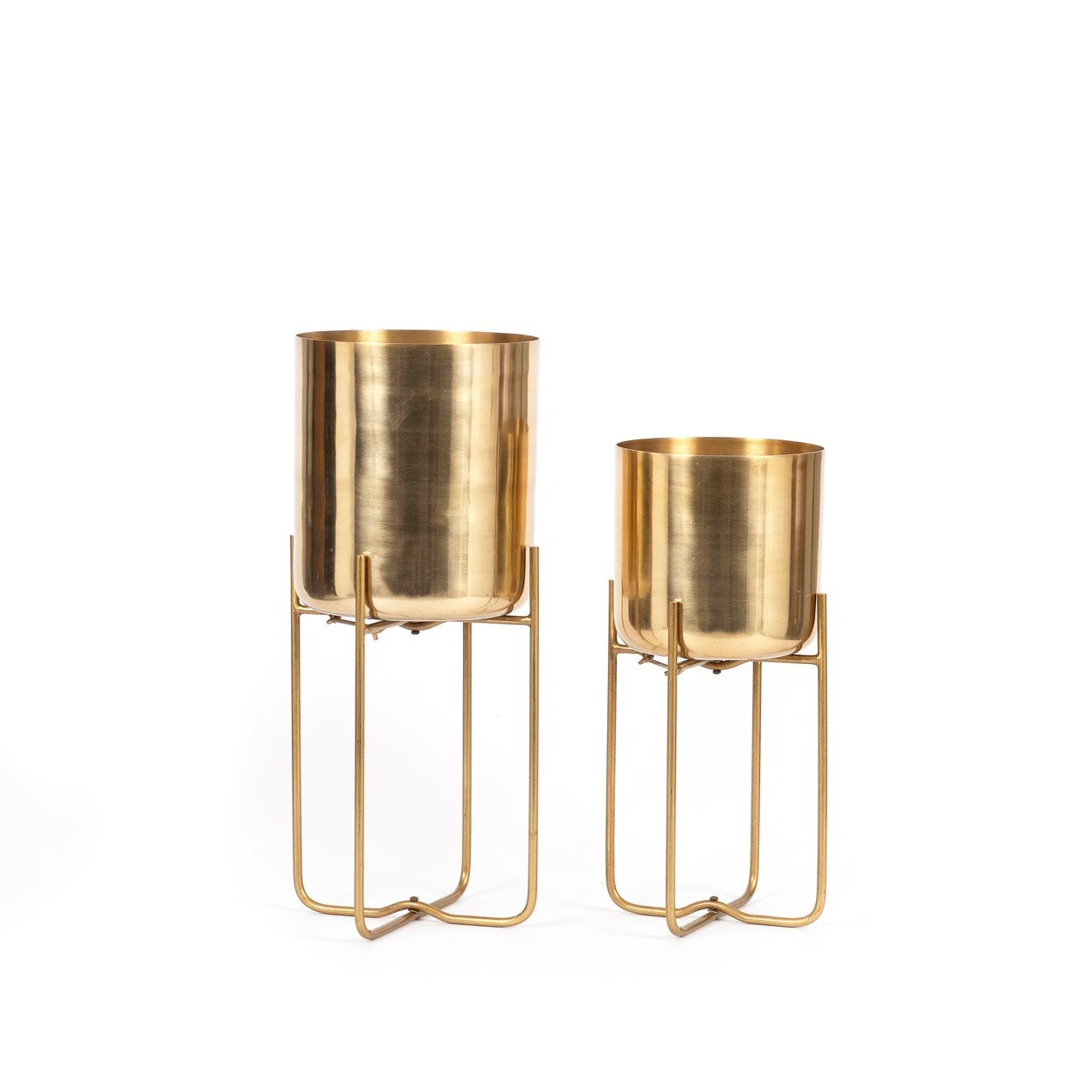 The Brass Planter on Stand - Brass - M