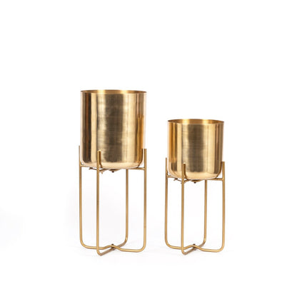 The Brass Planter on Stand - Brass - M