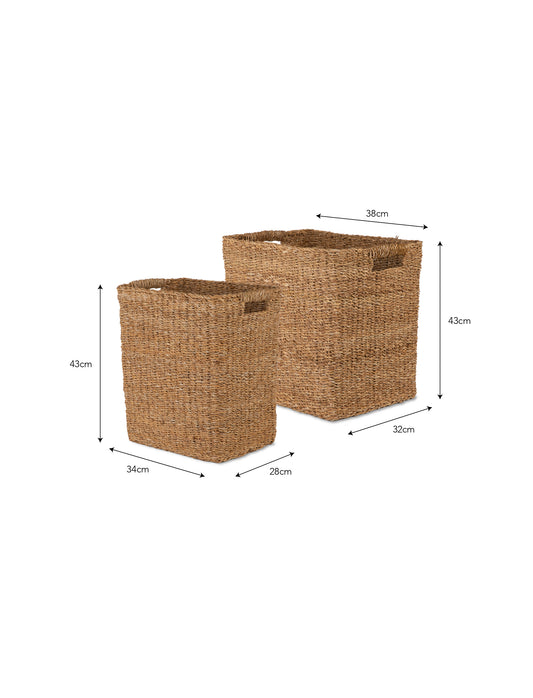 Brading Baskets with Handles Set of 2 Natural - Baskets - Garden Trading -