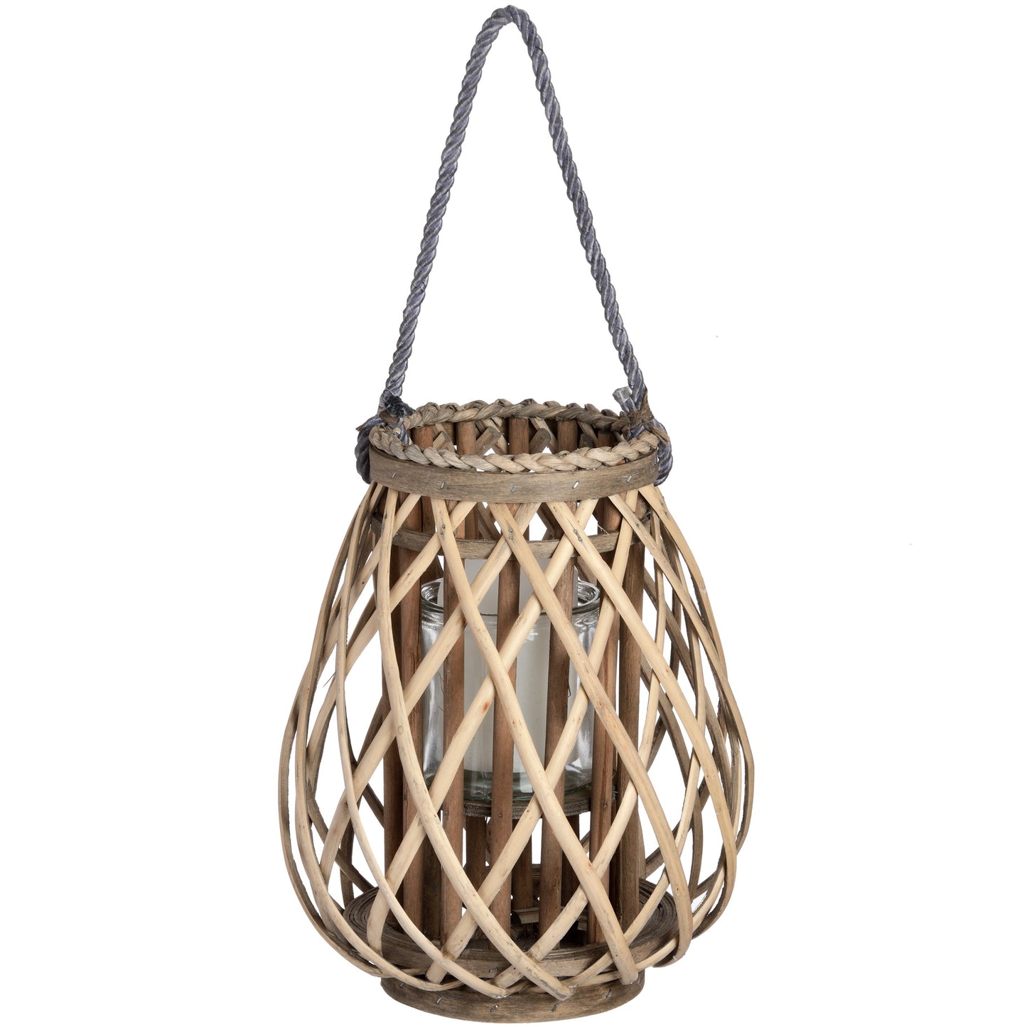 Wicker Bulbous Lantern Small