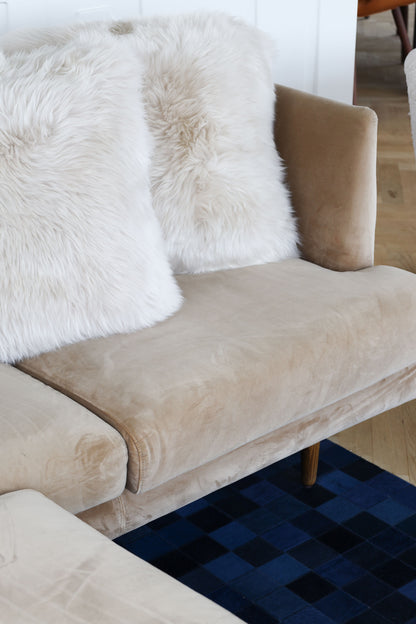 Sheepskin Cushion LW Leather Back Square Linen Large
