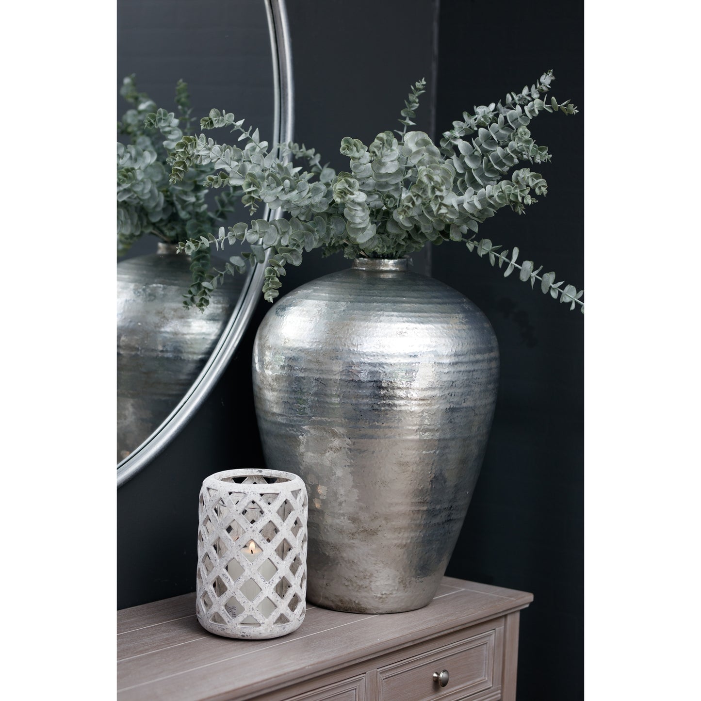 Lucas Hammered Silver Vase