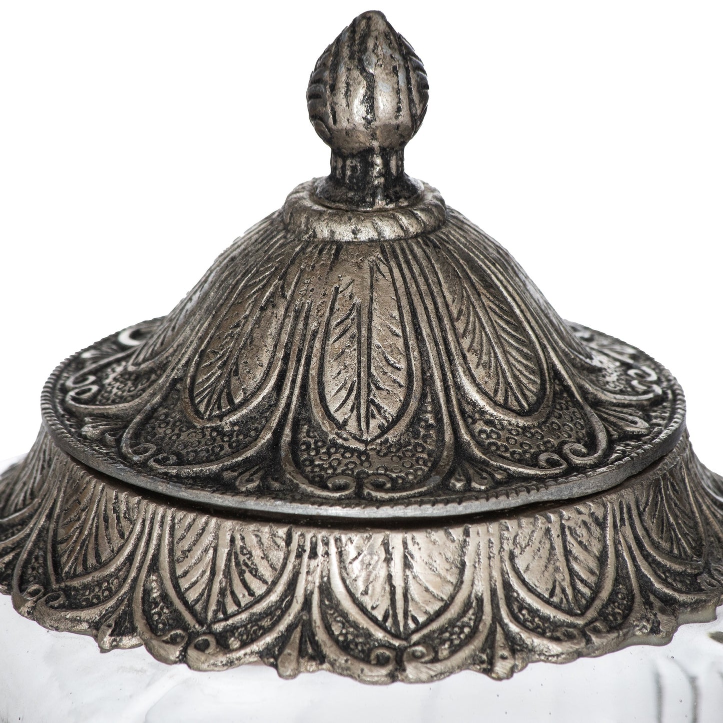 Silver Smoked Midnight Glass Top Tall Candle Pillar Holder