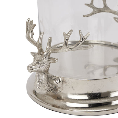 Silver Stag Heads Hurricane Lantern -  - Hill Interiors -