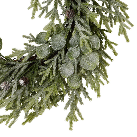 Frosted Pine And Eucalyptus Wreath -  - Hill Interiors -