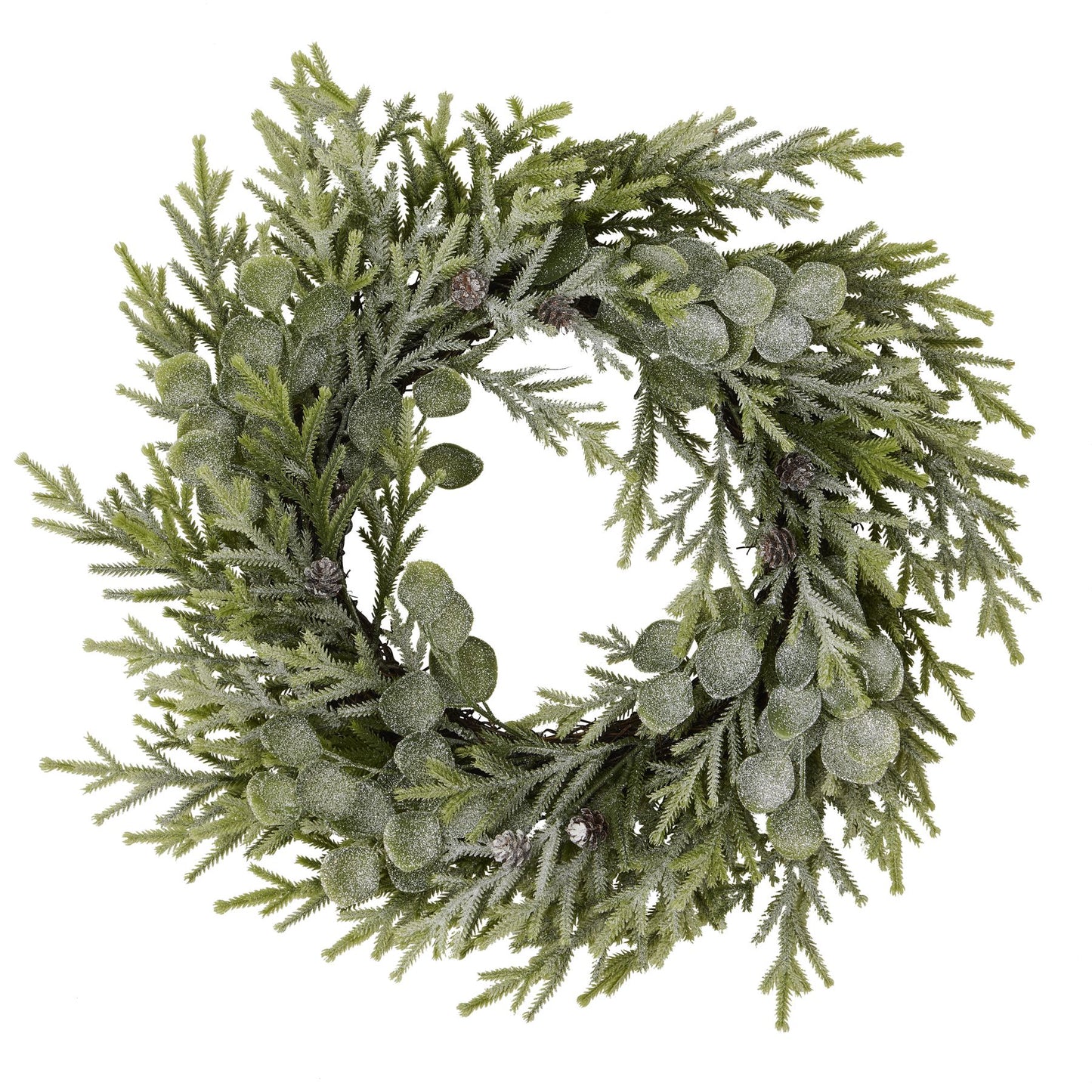 Frosted Pine And Eucalyptus Wreath -  - Hill Interiors -