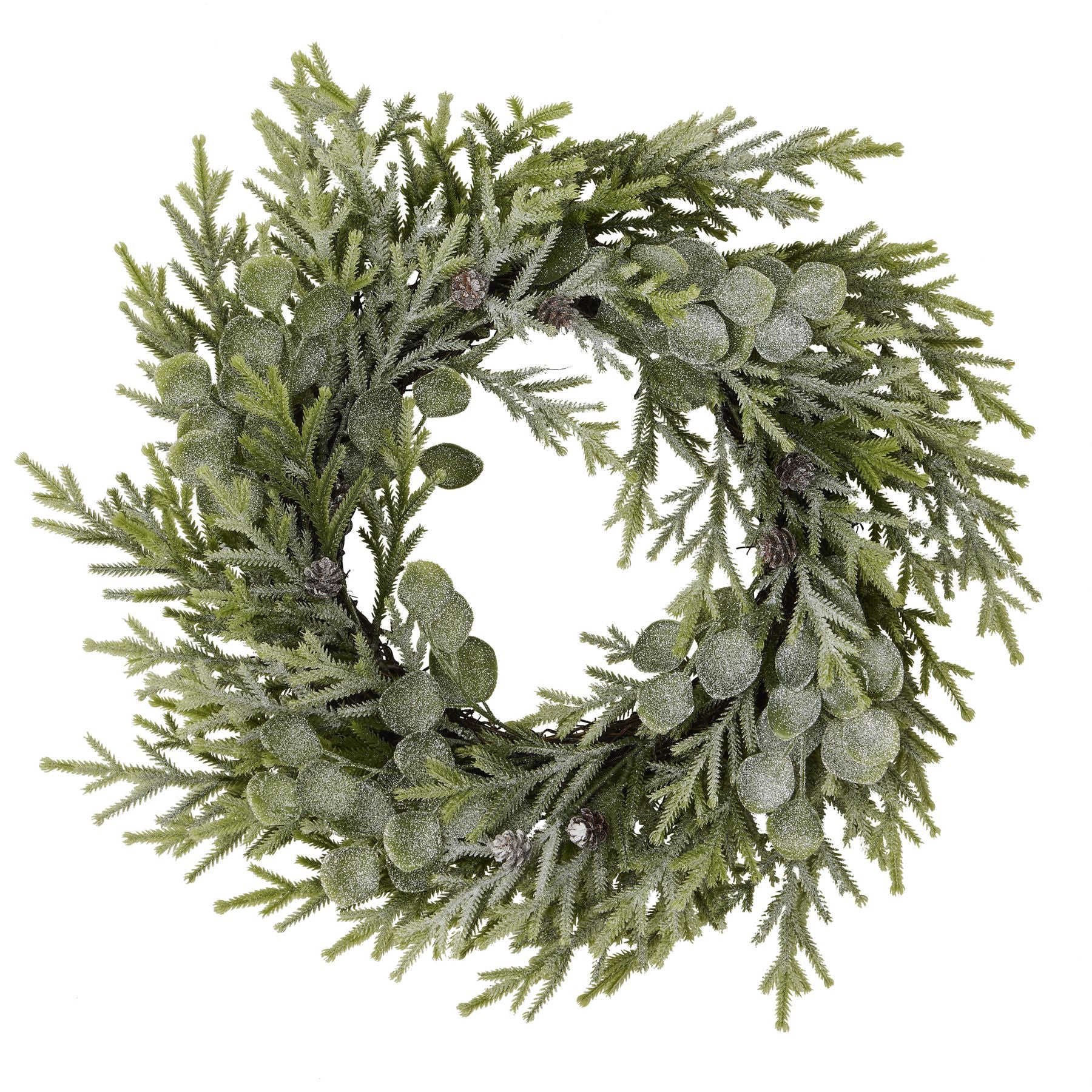 Frosted Pine And Eucalyptus Wreath -  - Hill Interiors -