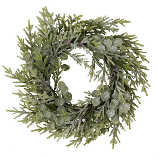 Frosted Pine And Eucalyptus Wreath -  - Hill Interiors -