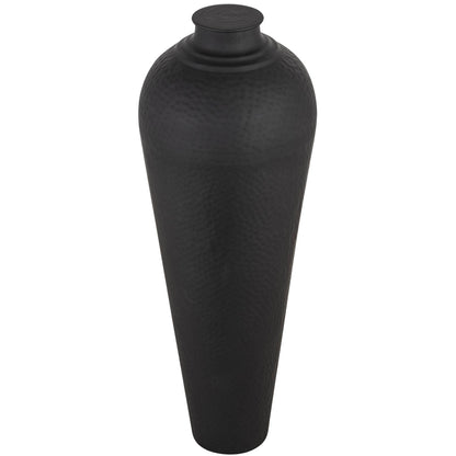 Matt Black Hammered Vase With Lid Large